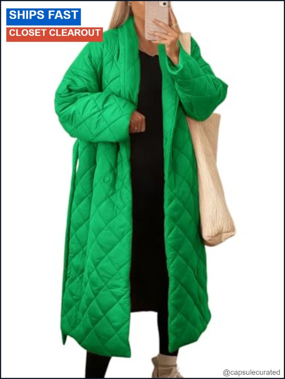 Oversized Long Sleeve Down Alternative Belted Midi Puffer Coat